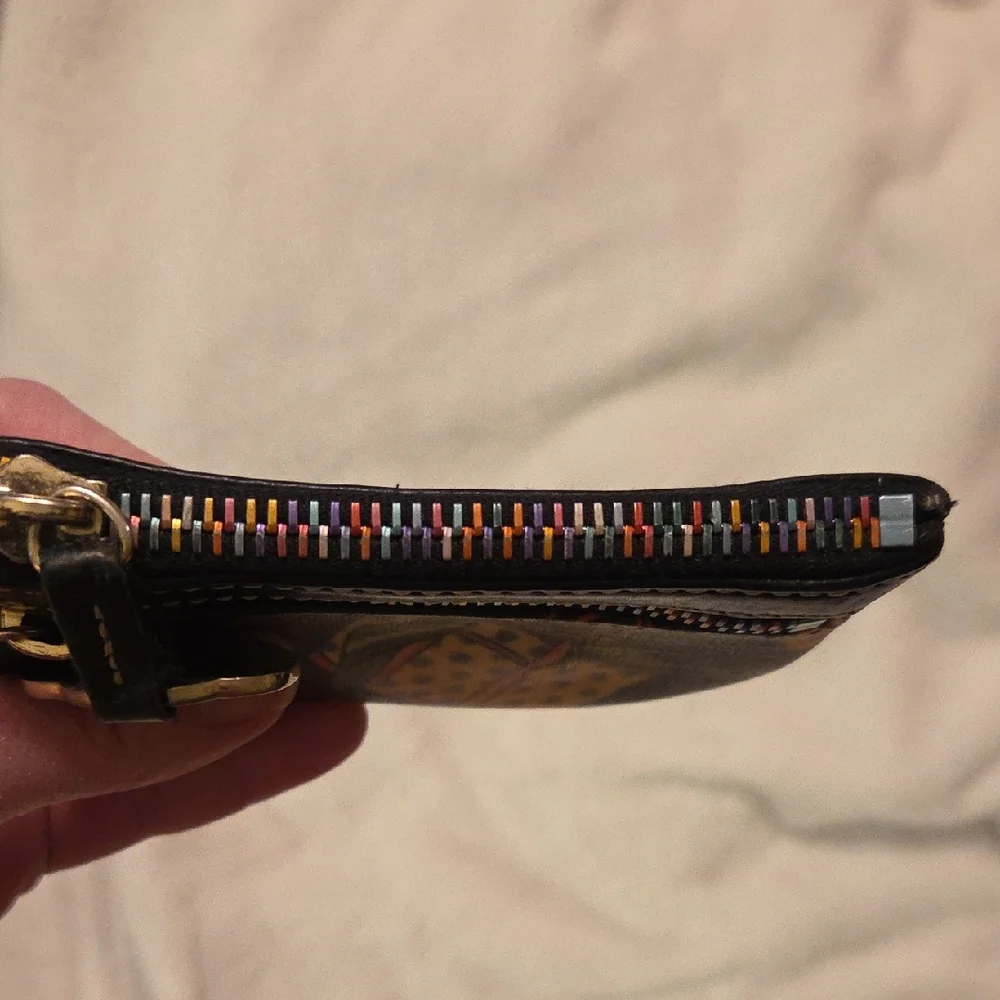 Dooney & Bourke Dark Gray Coin Bag w/Multicolor Accents & Rainbow Zippers - Picture 3 of 8